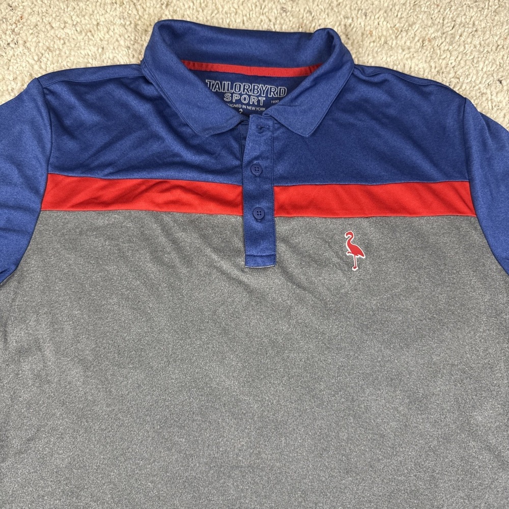Tailorbyrd Sport Shirt Men's Large Blue Gray Short Sleeve Golf Performance Polo